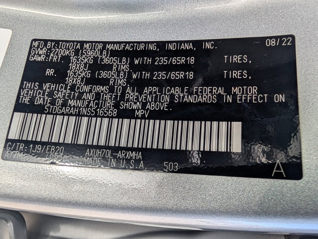 2022 Toyota Highlander Hybrid XLE